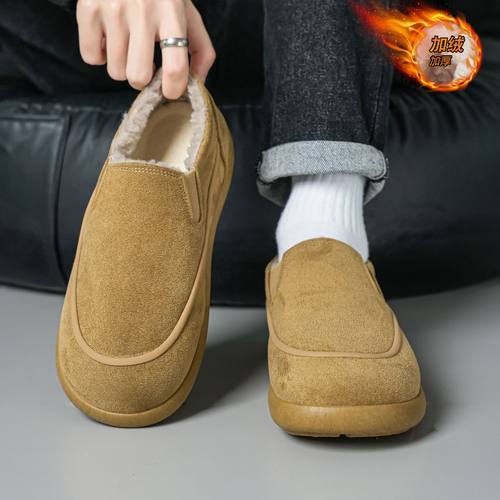 2025年新款男鞋冬季加绒加厚勃肯鞋男保暖百搭潮流一脚蹬棉鞋休闲