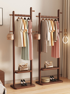 实木落地挂衣架小型卧室办公室客厅家用立式不占空间衣帽架置物架