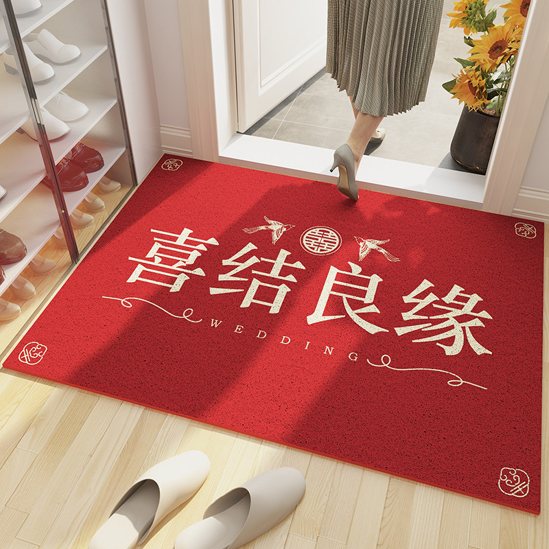 喜字结婚地垫入户门垫门口进门脚垫家用婚房卧室红色喜庆新婚地毯属于什么档次？