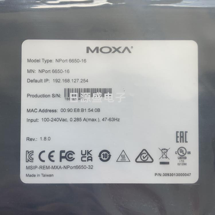 全新原装 MOXA NPort 6650-16 RS232/422/485 16串口服务器