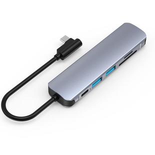 TYPE C多功能六合一扩展坞HDMI4K投屏USB3.0读卡器手机电脑HUB