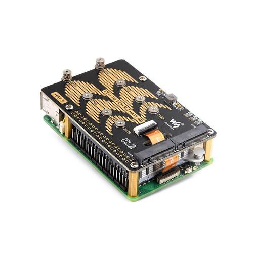 PCIe转双通道M.2转接板适用树莓派5 兼容2280/60/42/30 NVME硬盘