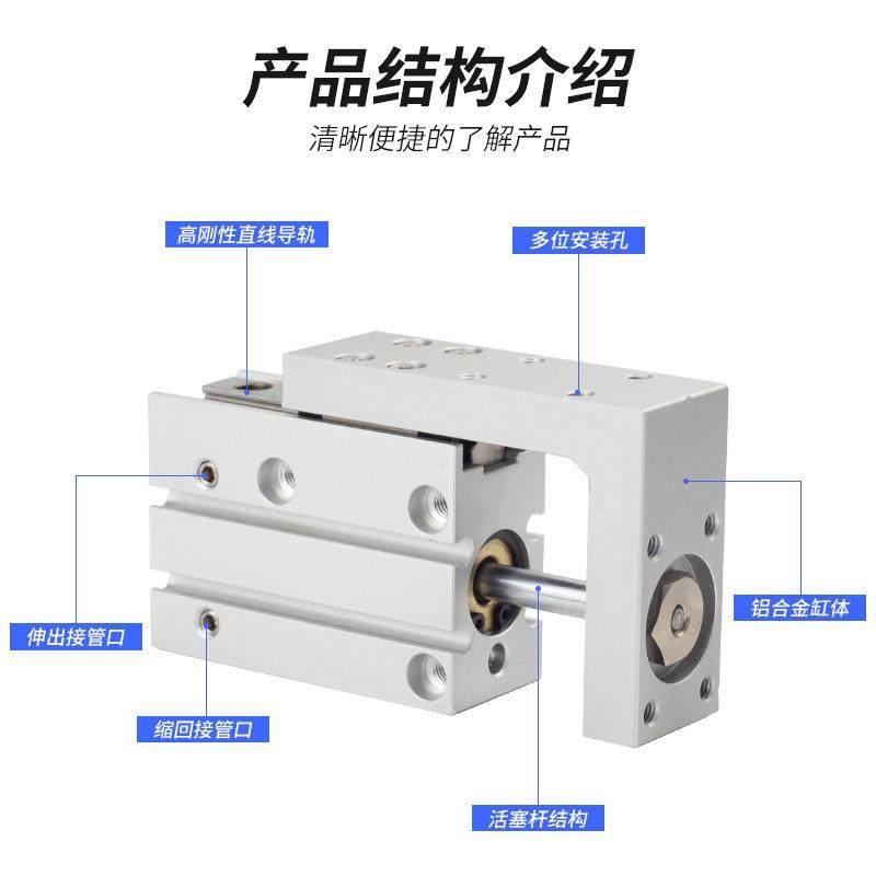 MXH滑台气缸MXH6/MXH10/MXH16/MXH20内置磁环带导轨
