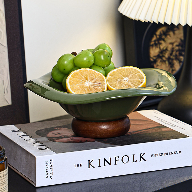 高颜值陶瓷水果盘高端中古风客厅