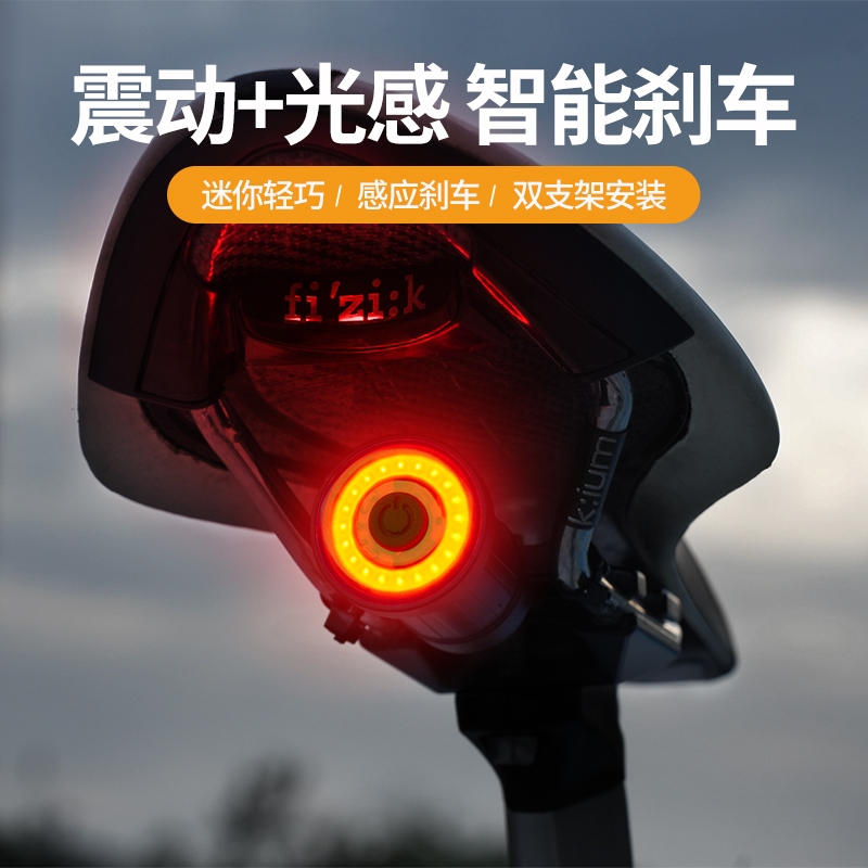 适用雷克斯自行车夜骑灯山地公路车儿童后尾灯心形警示灯配件大全