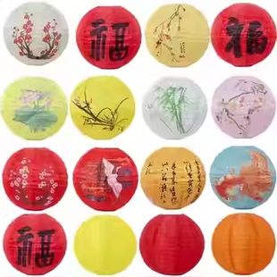 元旦新年户外防水彩色绸布灯笼古镇景区街道挂饰古风嫦娥场景装饰