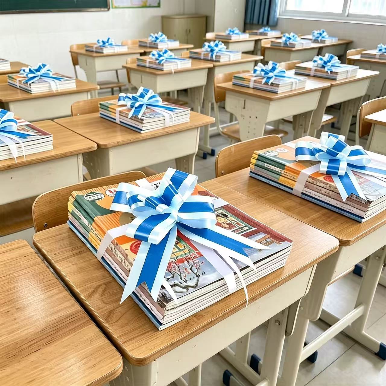 拉花彩带蝴蝶结绑书开学桌面教室布置装饰仪式感氛围幼儿园小学