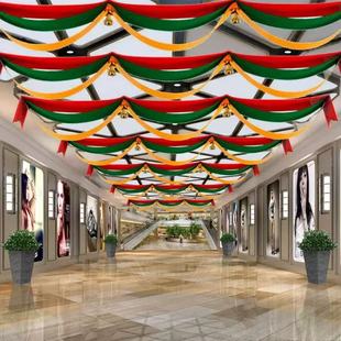 新年圣诞节装饰用品波浪旗店面商场圣诞场景气氛布置彩带拉花吊旗