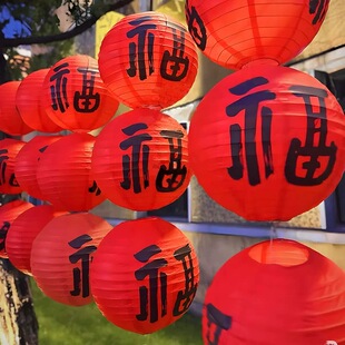 元旦新年灯笼新款2026户外防水绸布古风装饰氛围挂饰发光花灯场景