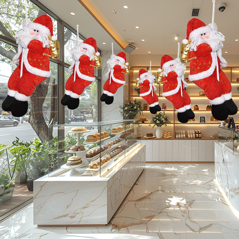 圣诞装饰圣诞老人爬绳老人吊顶挂件酒店商场橱窗场景布置装饰礼物