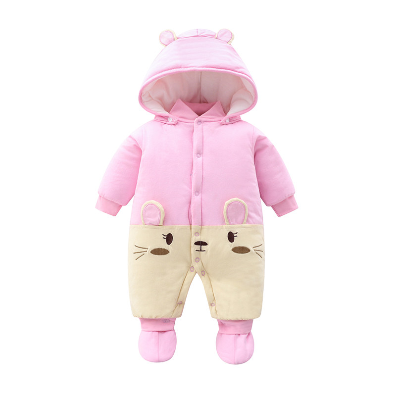 初生新生儿连体衣春秋冬装加厚婴儿包脚女宝宝抱衣服外出秋装套装