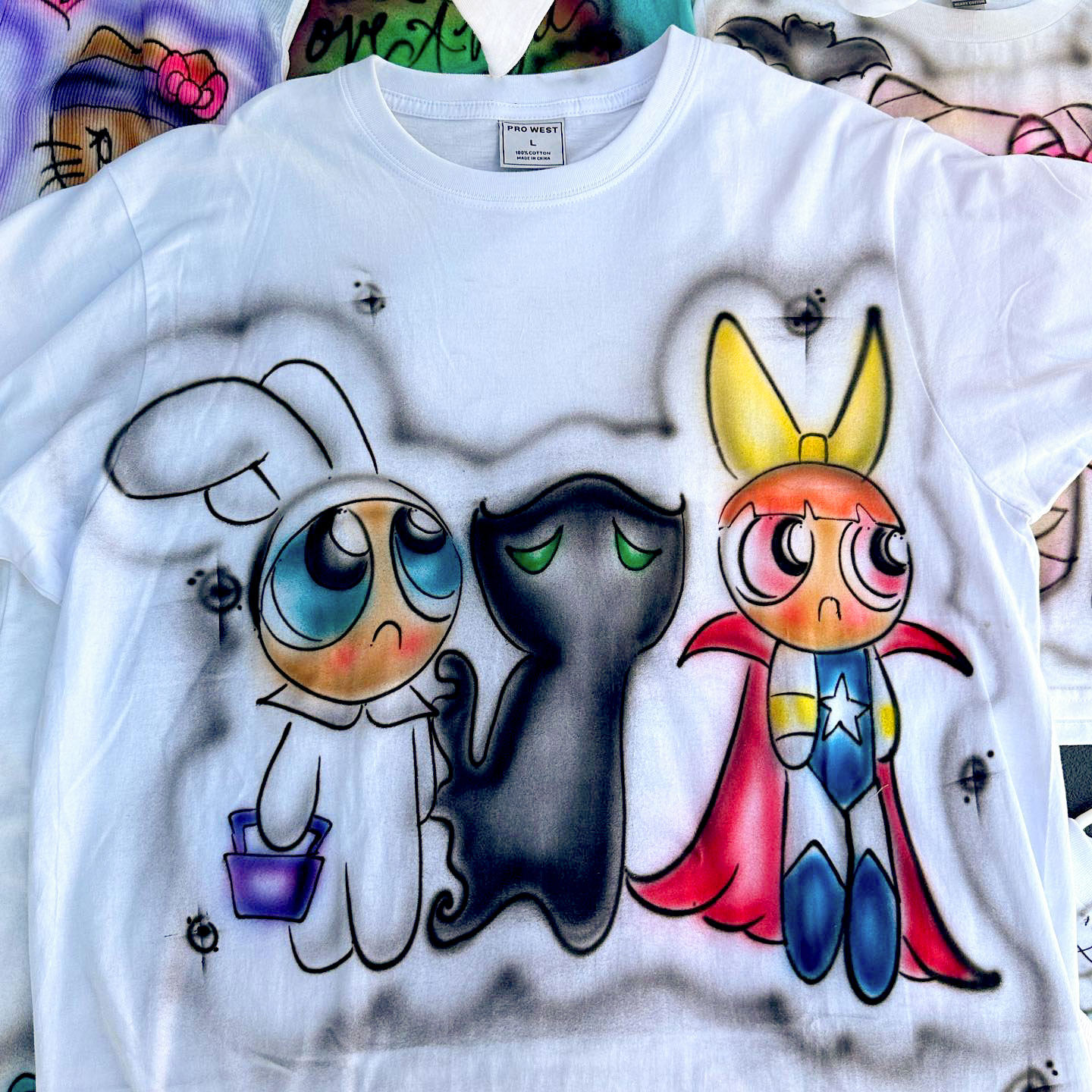 飞天小女警The Powerpuff Girls滑板unisex kawaii Comic短袖rare