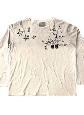 手绘HandPainted美式脏脏T恤纯棉hiphop病娇Yandere黑红blackre