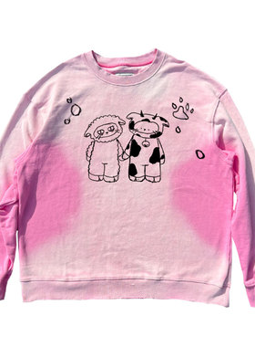 网络流浪汉星空涂鸦网络流浪汉涂鸦滑板线稿gyaru萌水洗圆领卫衣