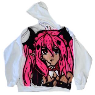 网络流浪汉罕见欧美艺术复古金属风病娇街头穿搭连帽卫衣oversize