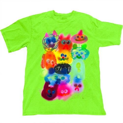 喷绘Inkjet printing趣味手绘涂鸦宽松oversize男女情侣shirt短袖