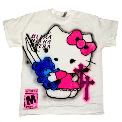 Hello kitty涂鸦喷绘Graffiti spray painting kawaii Y2K短袖T恤