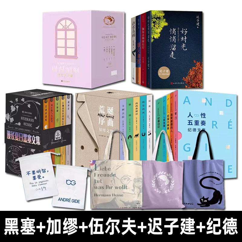 漫长夏日黑塞文集+荒诞序曲加缪文集+时时刻刻伍尔夫文集+生命如歌迟子建文集+人性五重奏纪德文集 全5套 函套精装版外国小说书