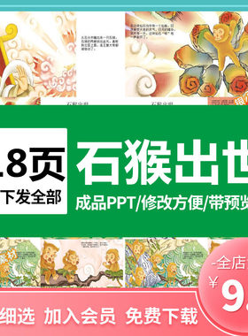 神话故事西游记石猴出世ppt绘本