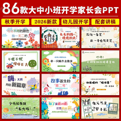 幼儿园大中小班秋季开学家长会缓解入园焦虑ppt模版+配套发言稿