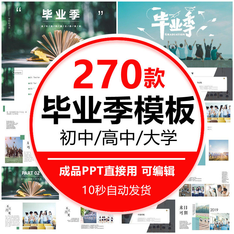 致青春毕业季ppt模板校园同学聚会高中大学生典礼纪念相册电子版