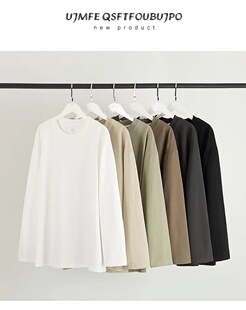 PIECEMEAL 美式重磅330克纯色打底衫t恤秋季上衣纯棉圆领卫衣情侣