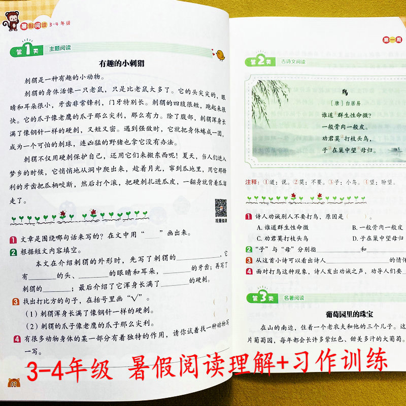 暑假阅读34语文阅读理解写作训练