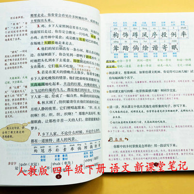 课堂笔记人教四年级下册语数英