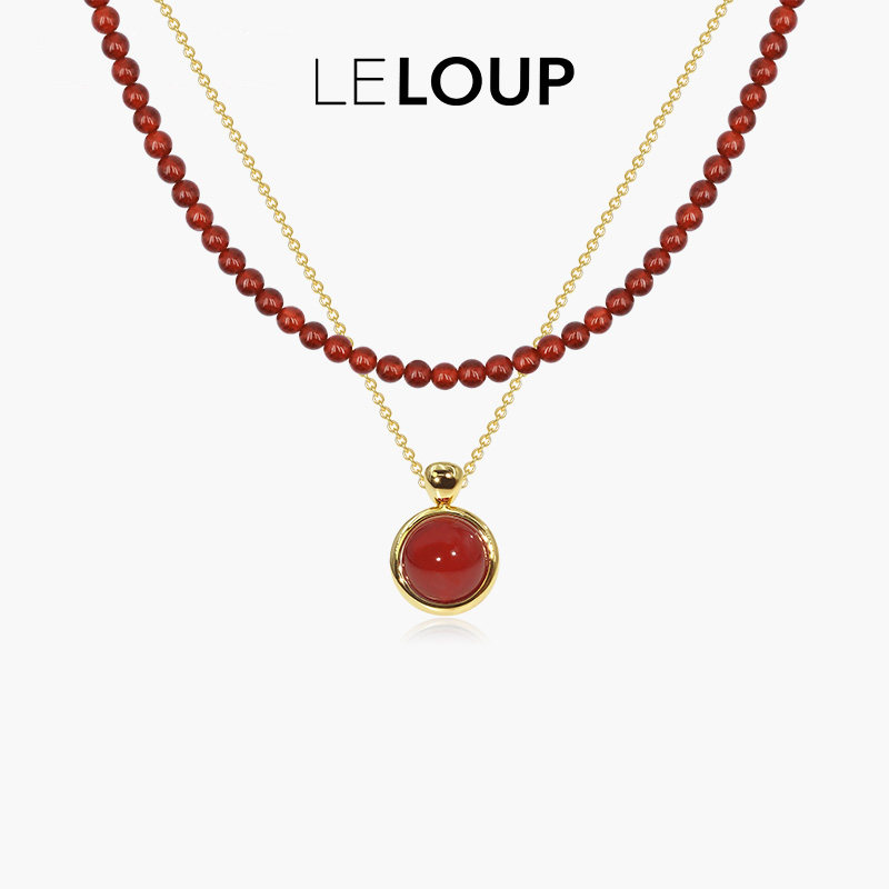 转运珠天然红玛瑙项链高级感饰品