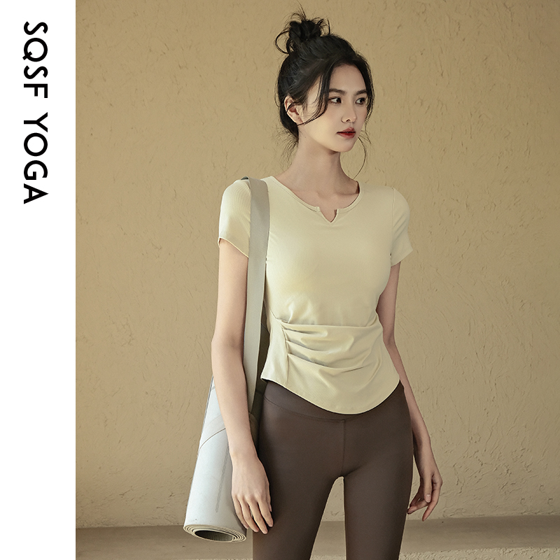 SQSF夏季带胸垫速干瑜伽上衣女