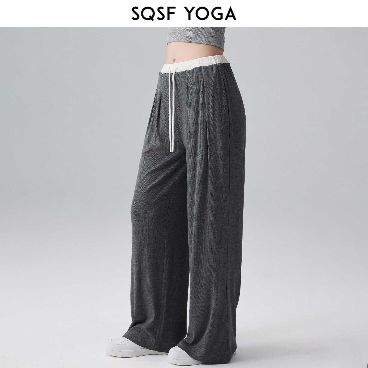 SQSF阔腿健身裤女秋冬高腰宽松瑜伽裤跑步训练运动长裤休闲直筒裤