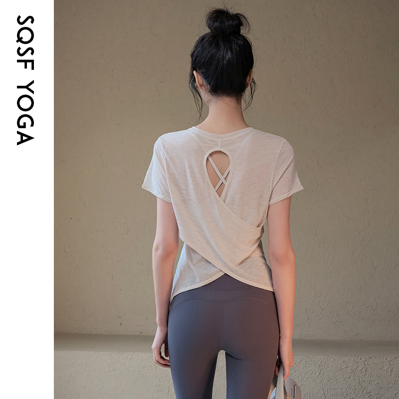 SQSF瑜伽服夏季罩衫运动短袖T恤