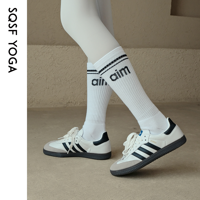 SQSF瑜伽袜女秋冬学院风中筒袜