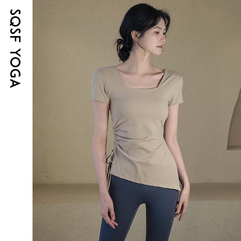 SQSF瑜伽服短袖女带胸垫健身套装