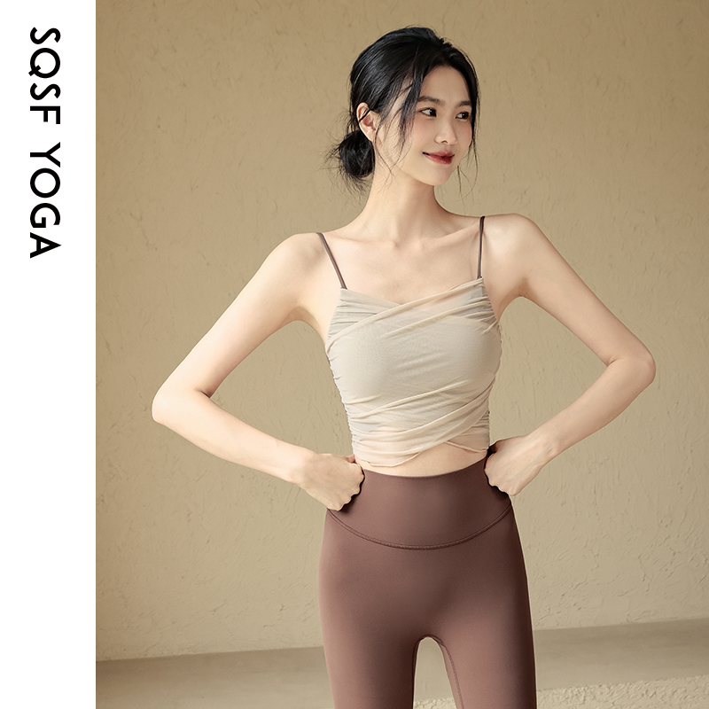 SQSF瑜伽背心女美背网纱运动文胸