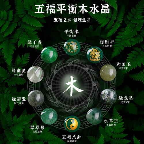 五行喜用木补木缺木手链男女款绿色多宝手串天然水晶平衡能量饰品