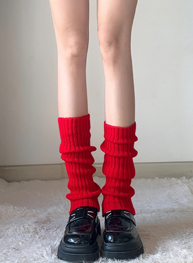 圣诞节袜套y2k中长筒红色小腿袜万圣大象堆堆袜针织腿套秋冬保暖