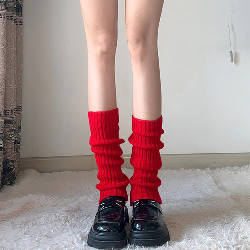 圣诞节袜套y2k中长筒红色小腿袜万圣大象堆堆袜针织腿套秋冬保暖