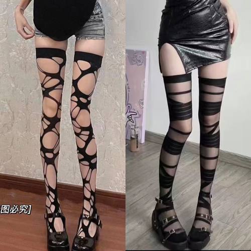 袜子女潮网红过膝袜木乃伊绷带高筒袜亚文化日系朋克风性感渔网袜