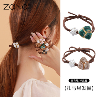 头绳发圈女高级感进口头绳扎马尾细咖色发绳女孩子扎头发的橡皮筋
