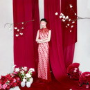 婚房布置高级感帷幔仿真玉兰花晨袍套装 饰婚礼喜庆背景墙 结婚装