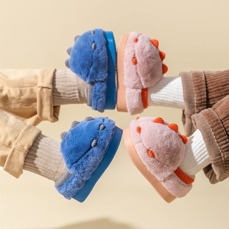 儿童棉拖鞋男童女童保暖室内包跟棉鞋冬季中小童宝宝家居用毛绒鞋
