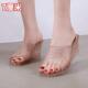 水晶拖鞋 跟浴室塑料女夏高凉小 外穿坡跟网红鞋 女防滑防臭夏季 新款