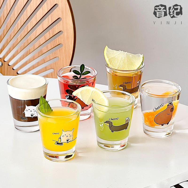 原口杯可爱shot杯烧酒杯白酒杯ins风酒杯设计感小众玻璃杯子