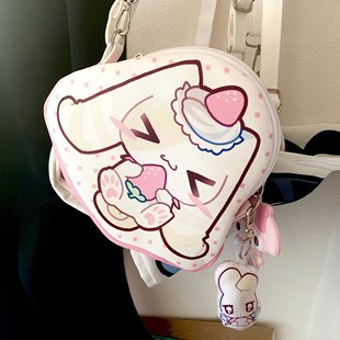 墓园喫茶-兔丸原创oc亚文化水色系统双面充棉挂件帆布斜挎单肩包