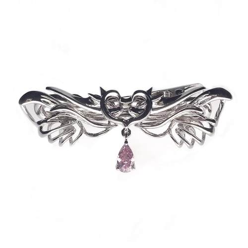 爱心肋骨发饰走走岛独立设计师原创蕾蕾系配饰Y2K锆石发夹胸针