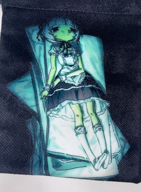 晚安-7点45插画原创二次元oc动漫周边手绘原画手账素材绒布收纳袋