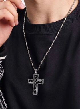 做旧项链男女小众复古十字架氛围装饰品挂件吊坠街头风