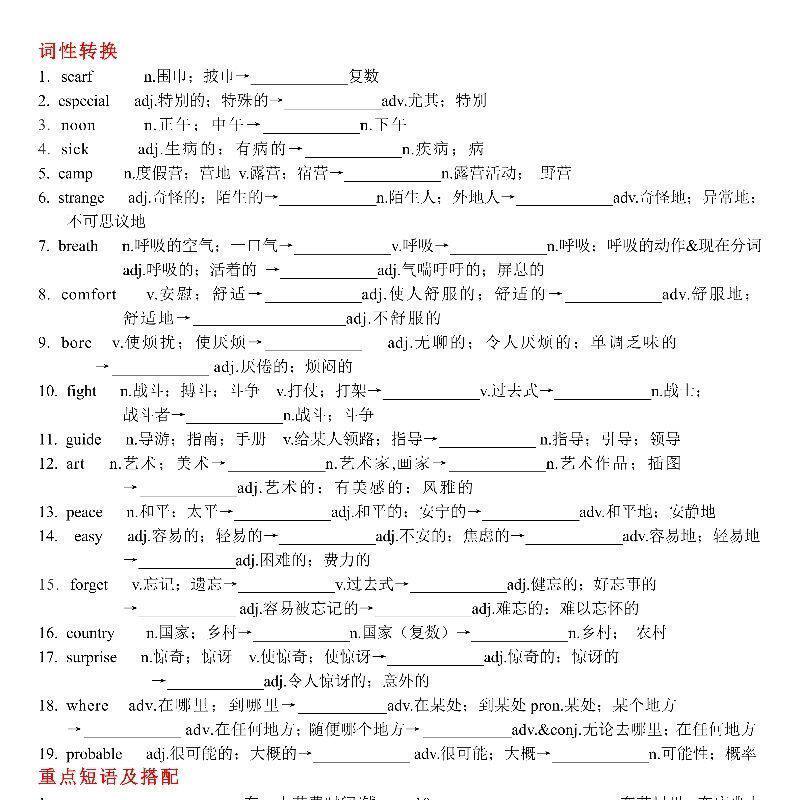 2026八上英语全重点单词词性短语句子背诵默写本练习本