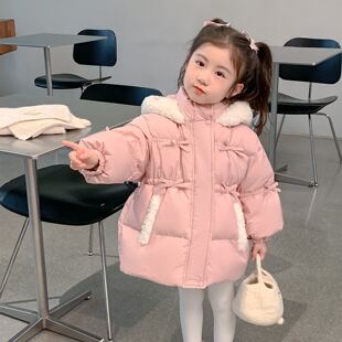 女童冬装巨好看外套加厚棉服2025款洋气儿童保暖冬季时髦洋气连帽